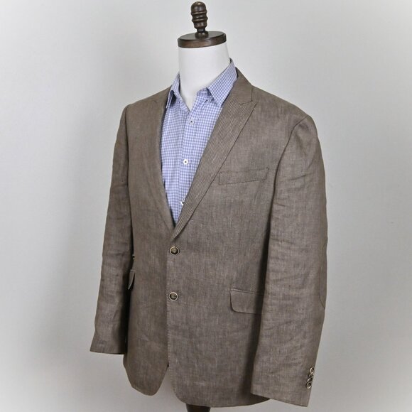 Joseph Abboud JOE 100 Linen Summer Vacay Travel Preppy Slim Fit Beige Blazer 44R